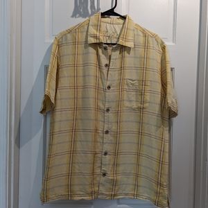 Tommy Bahama Mustard Linen Plaid Shirt